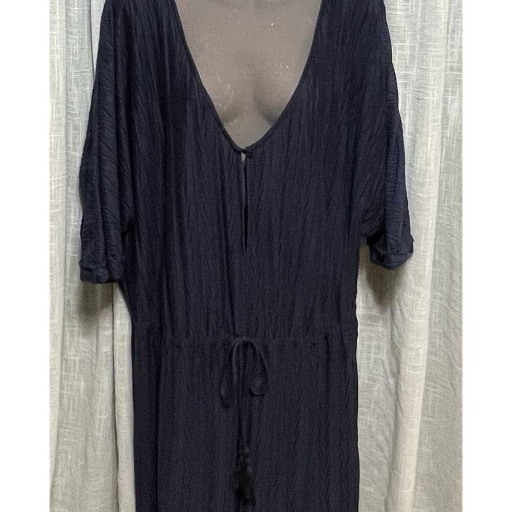 Swimsuits For All Navy Blue Swim Cover-Up Romper Size 22/24 Deep V-neck